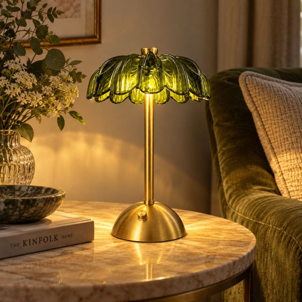 Glass LED FLower Lamp 30cm | Green