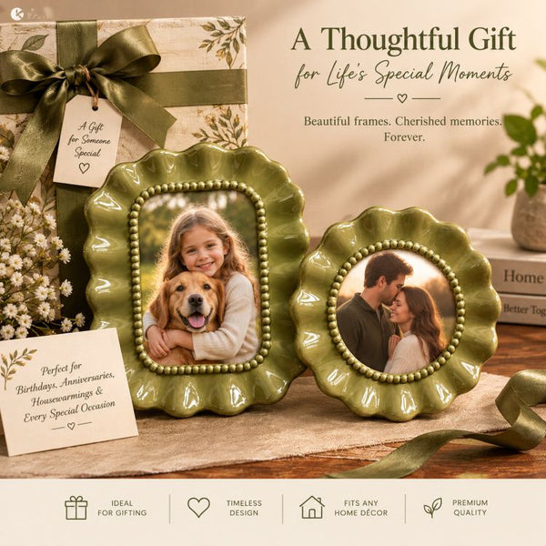 Green Ruffle Photo Frames | Set of two
