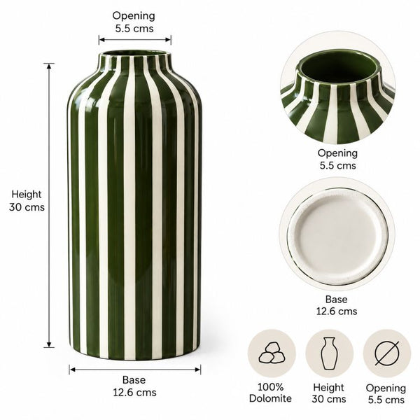 Green Stripe Vase | 30 cms