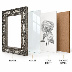 A3 Ornate Antique Frame With Glass | Gunmetal Silver