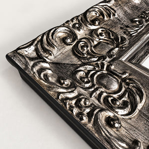 A4 Ornate Antique Frame With Glass | Gunmetal Silver