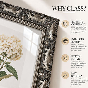 A3 Ornate Antique Frame With Glass | Gunmetal Silver