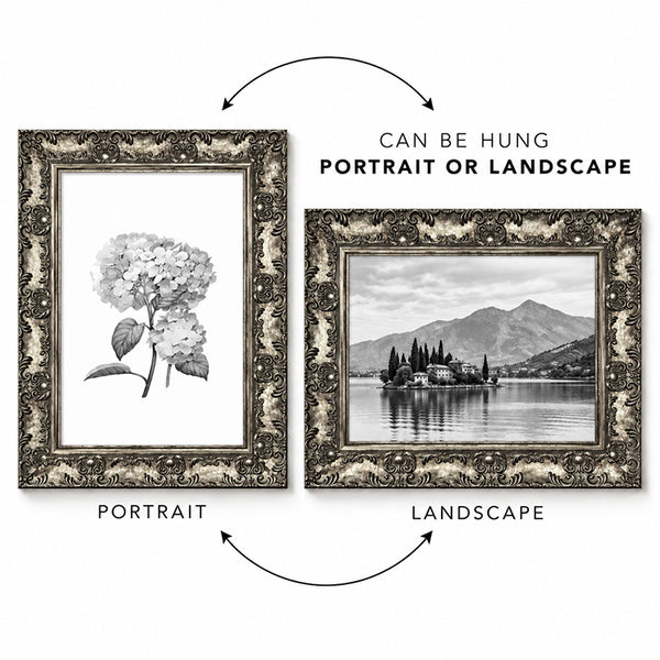 A3 Ornate Antique Frame With Glass | Gunmetal Silver