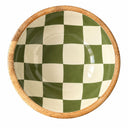 Geo Enamel Mango Wood Bowl 17.5cm | Choice of 3 colours