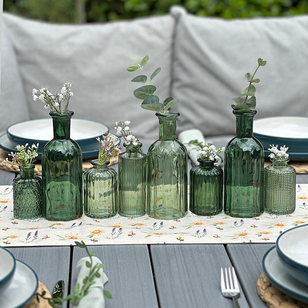 Green Glass Bud Vases | Set of 3