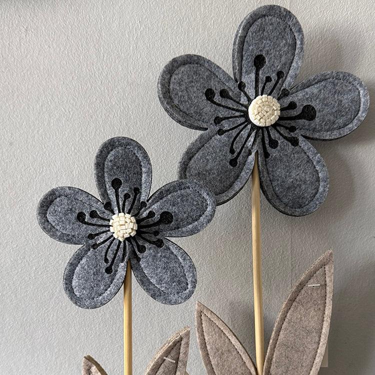 Grey Felt Flowers | Set of 2