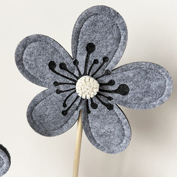 Grey Felt Flowers | Set of 2