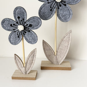 Grey Felt Flowers | Set of 2