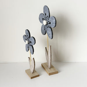 Grey Felt Flowers | Set of 2