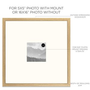 16x16" for 5x5" Wooden Oak Effect Photo Frame | Hartland Collection