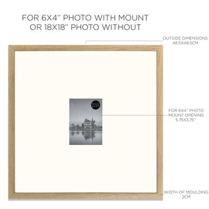 18x18" for 6x4" Wooden Oak Effect Photo Frame | Hartland Collection