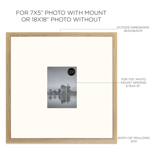 18x18" for 7x5" Wooden Oak Effect Photo Frame | Hartland Collection
