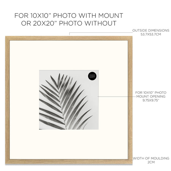 20x20" for 10x10" Wooden Oak Effect Photo Frame | Hartland Collection