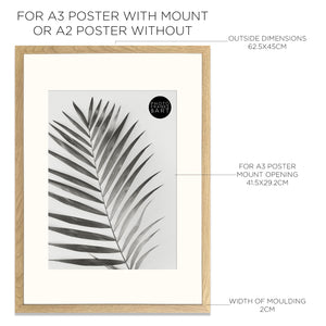 A2 Wood Frame for A3 Poster With Mount | Hartland Oak Effect