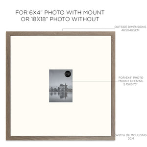 18x18" for 6x4" Wooden Washed Walnut Effect Photo Frame | Hartland Collection