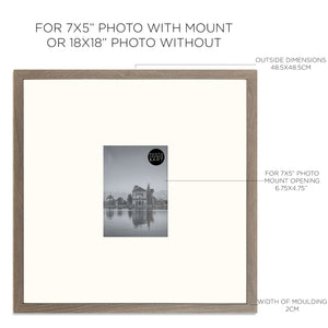 18x18" for 7x5" Wooden Washed Walnut Effect Photo Frame | Hartland Collection