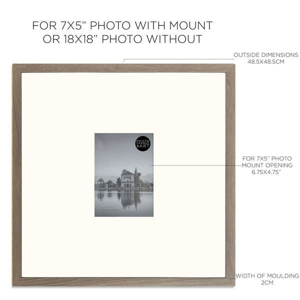 18x18" for 7x5" Wooden Washed Walnut Effect Photo Frame | Hartland Collection