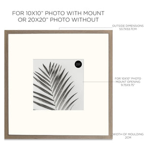 20x20" for 10x10" Wooden Washed Walnut Effect Photo Frame | Hartland Collection
