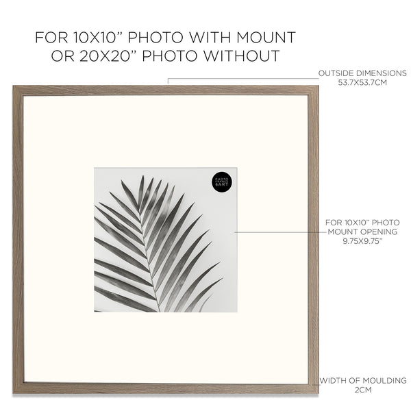 20x20" for 10x10" Wooden Washed Walnut Effect Photo Frame | Hartland Collection
