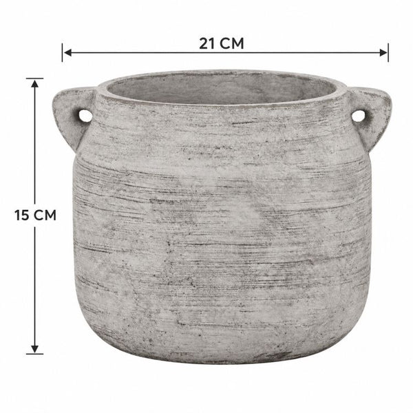 Hydria Stone Effect Pot 21cm | Rustic Grey Decorative Planter