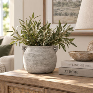 Hydria Stone Effect Pot 21cm | Rustic Grey Decorative Planter