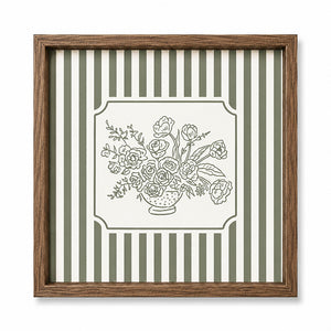 Framed 50x50cm Striped Wall Art | Floral Bunch