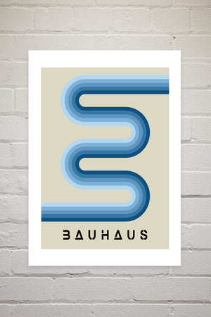 Blue Stripes Bauhaus | Luxe Poster Co