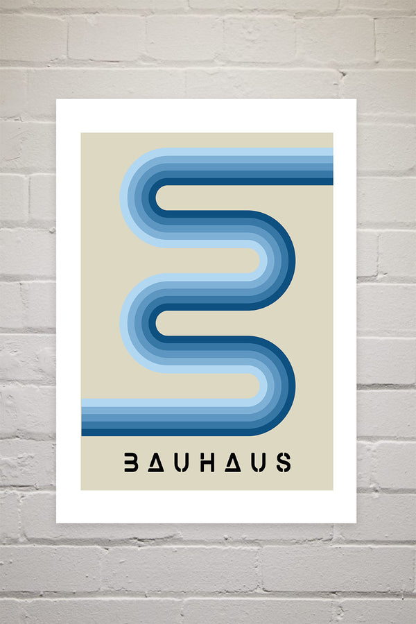 Blue Stripes Bauhaus | Luxe Poster Co