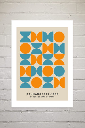Turquoise and Orange Bauhaus | Luxe Poster Co