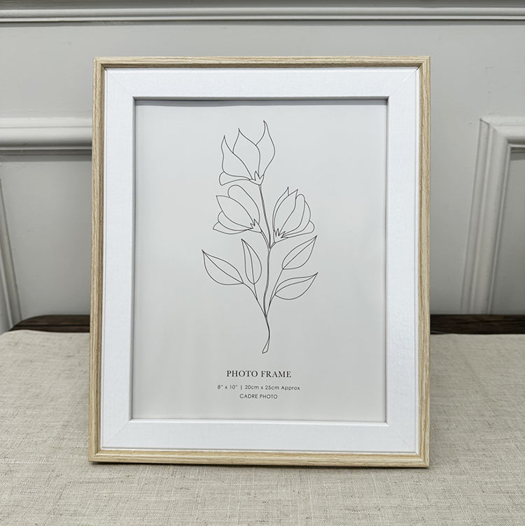 10x8" Photo Frame | Light Wood & White
