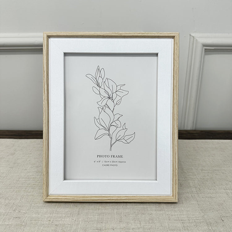 8x6" Photo Frame | Light Wood & White