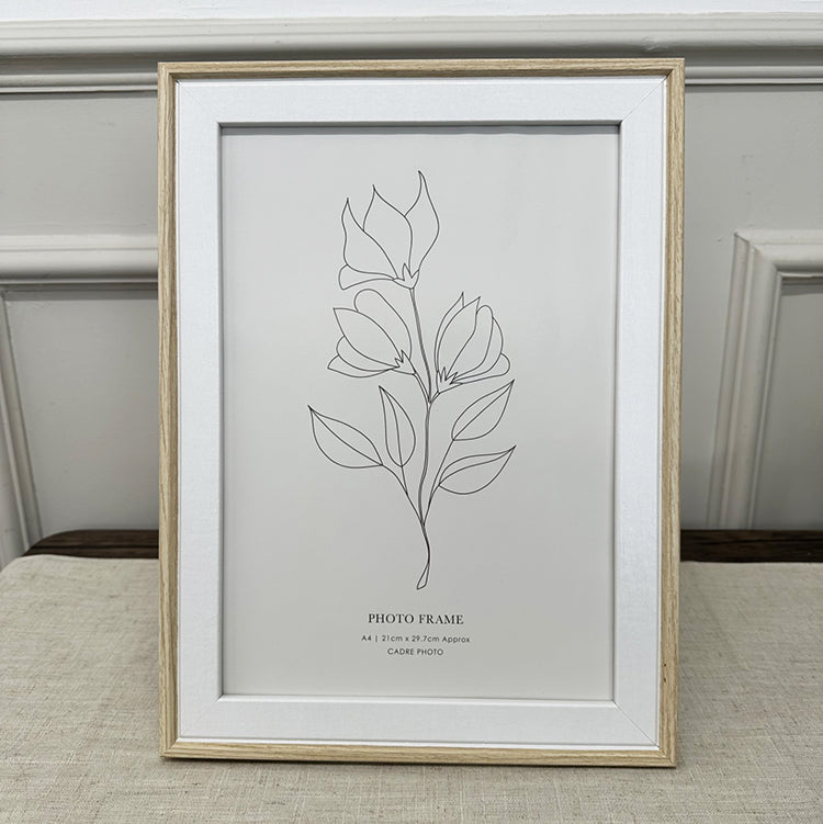 A4 Photo Frame | Light Wood & White