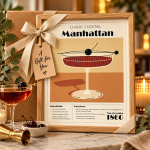 Framed 30x40cm Cocktail Art | Manhattan