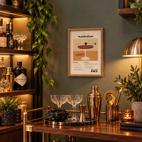 Framed 30x40cm Cocktail Art | Manhattan