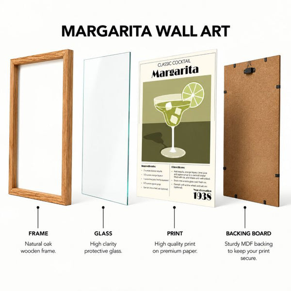 Framed 30x40cm Cocktail Art | Margarita