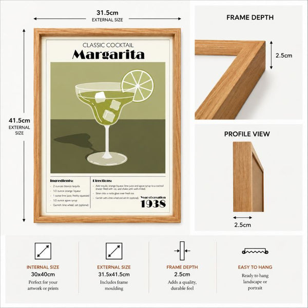 Framed 30x40cm Cocktail Art | Margarita