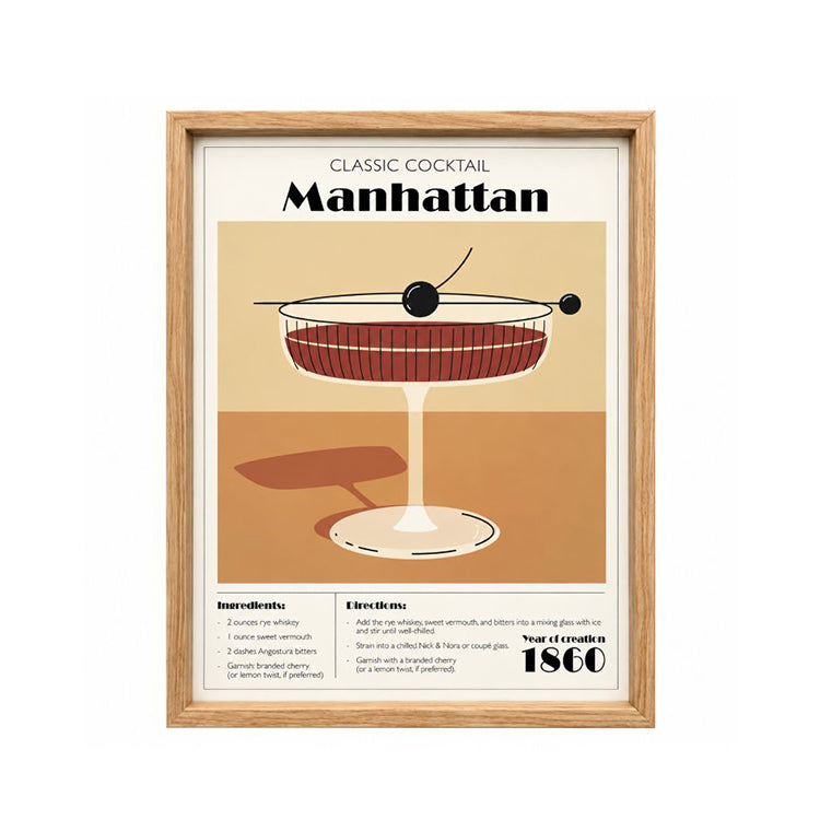 Framed 30x40cm Cocktail Art | Manhattan