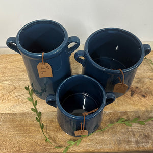 Dark Blue Ceramic Milk Churn Vases | 2 Sizes Available