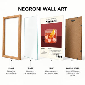 Framed 30x40cm Cocktail Art | Negroni