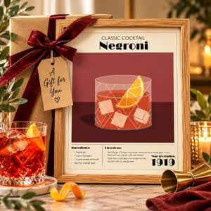 Framed 30x40cm Cocktail Art | Negroni