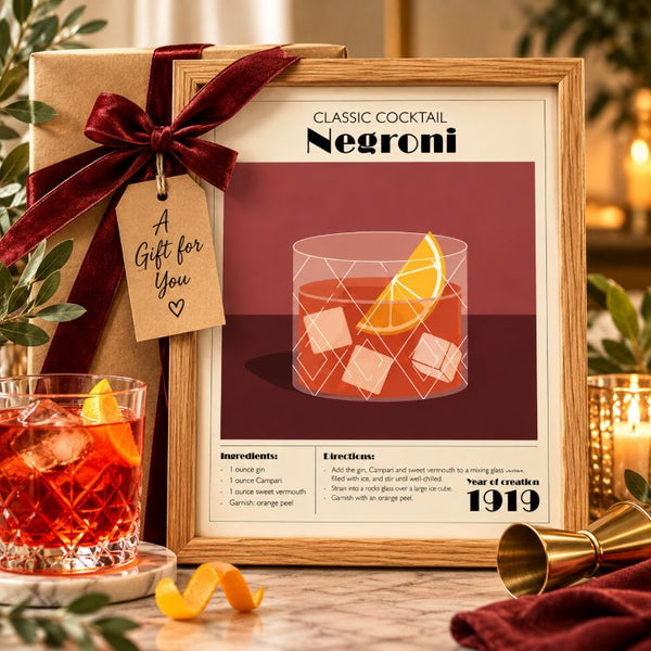 Framed 30x40cm Cocktail Art | Negroni