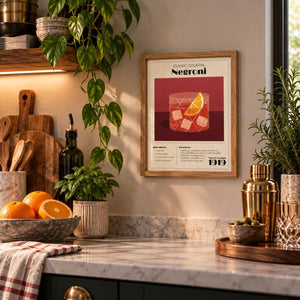 Framed 30x40cm Cocktail Art | Negroni