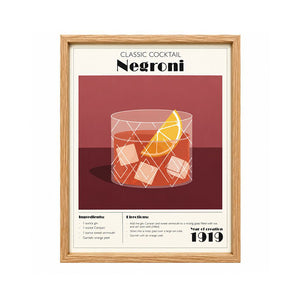 Framed 30x40cm Cocktail Art | Negroni