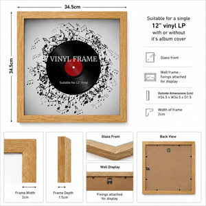 Set of 2 12" Vinyl Album Cover Frames | Oxford Oak Effect