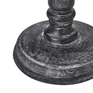 Palmyra Distressed Black Wooden Table Lamp | Linen Shade