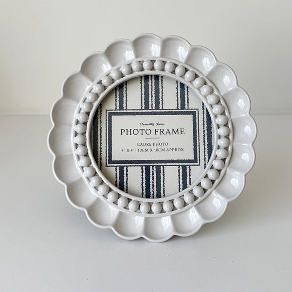 Scalloped Beaded Brocante Picture Frames | Set of two