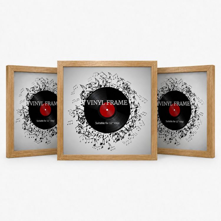 Set of 3 12" Vinyl Album Cover Frames | Oxford Oak Effect