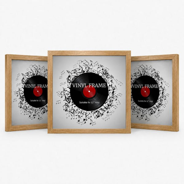 Set of 3 12" Vinyl Album Cover Frames | Oxford Oak Effect