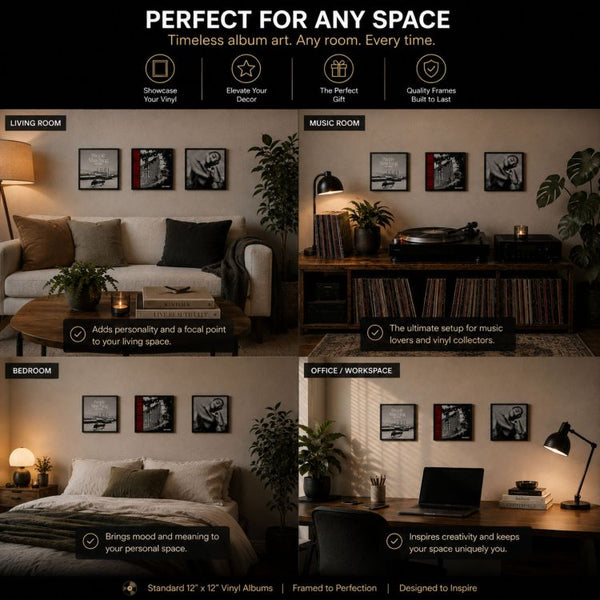 Set of 3 12" Vinyl Album Cover Frames | Oxford Black