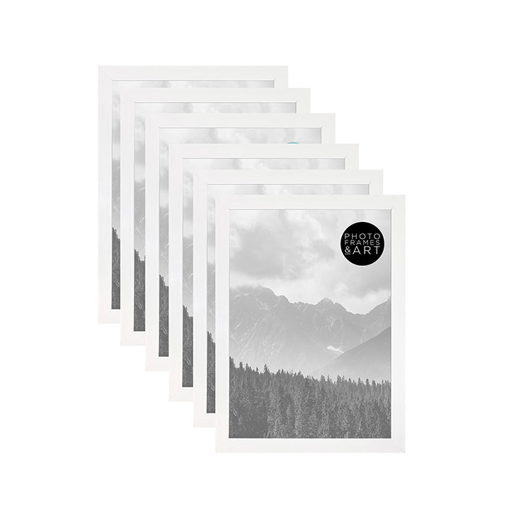 Set of 6 A4 White Photo Frames | Oxford